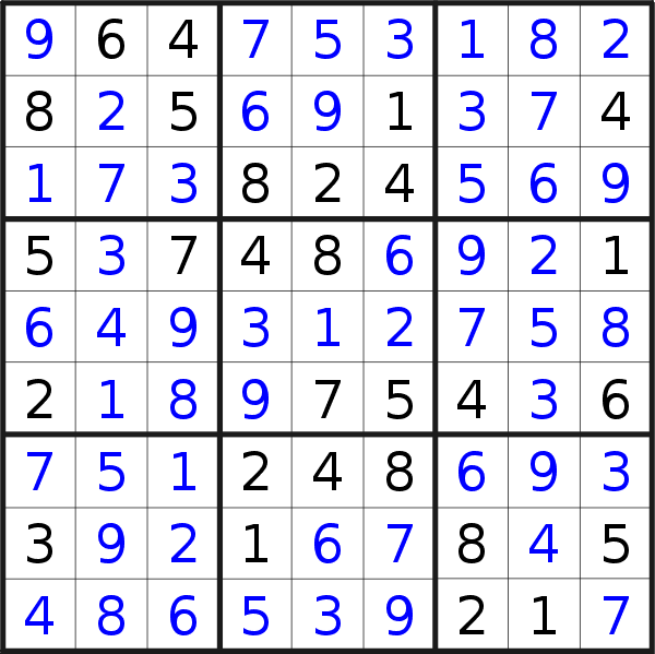 Sudoku solution for puzzle published on Saturday, 13th of August 2022
