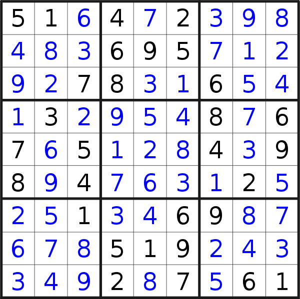 Sudoku solution for puzzle published on Thursday, 18th of August 2022