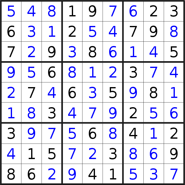 Sudoku solution for puzzle published on Friday, 19th of August 2022