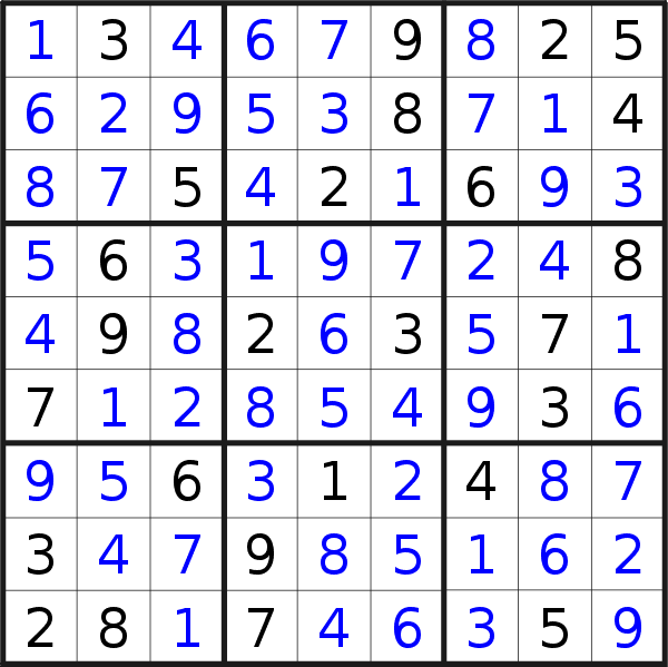 Sudoku solution for puzzle published on Sunday, 21st of August 2022