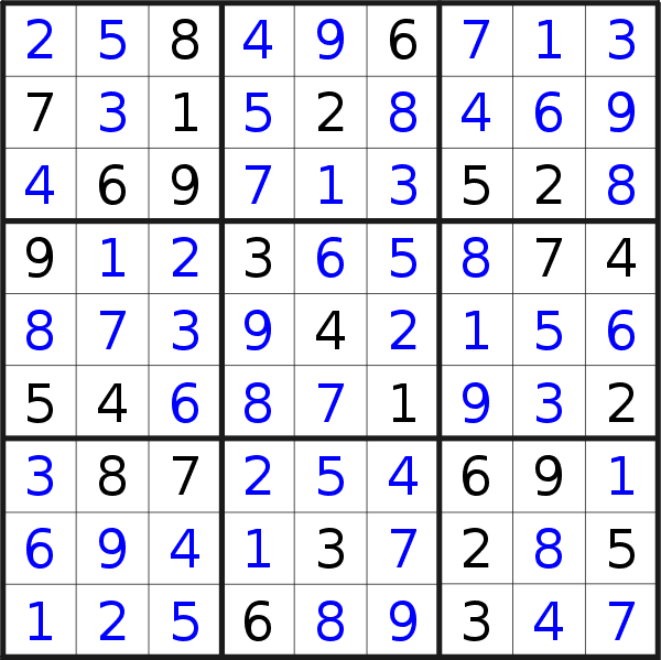 Sudoku solution for puzzle published on Tuesday, 23rd of August 2022