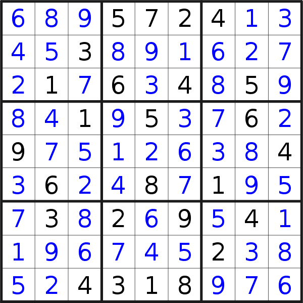 Sudoku solution for puzzle published on Wednesday, 24th of August 2022