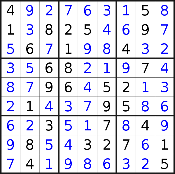 Sudoku solution for puzzle published on Thursday, 25th of August 2022