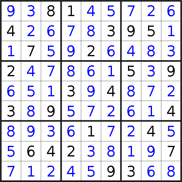 Sudoku solution for puzzle published on Friday, 26th of August 2022