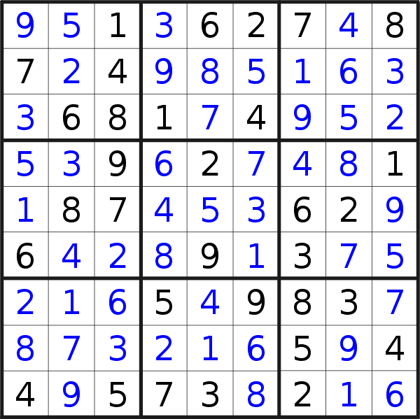 Sudoku solution for puzzle published on Monday, 29th of August 2022