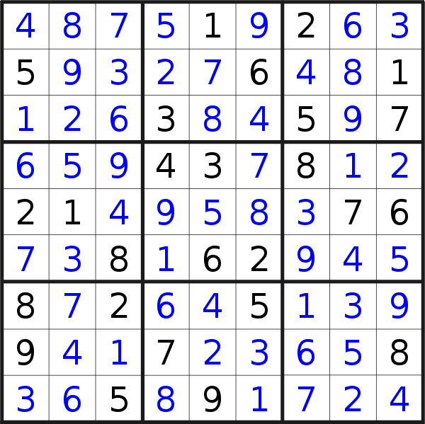 Sudoku solution for puzzle published on Tuesday, 30th of August 2022