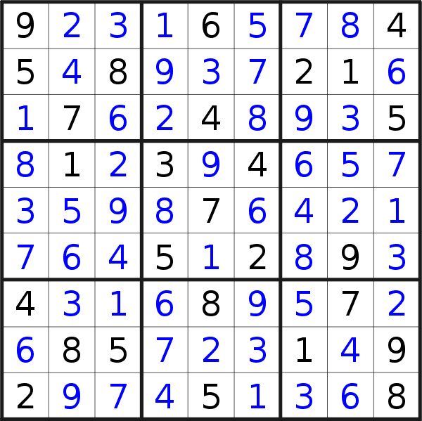 Sudoku solution for puzzle published on Thursday, 1st of September 2022