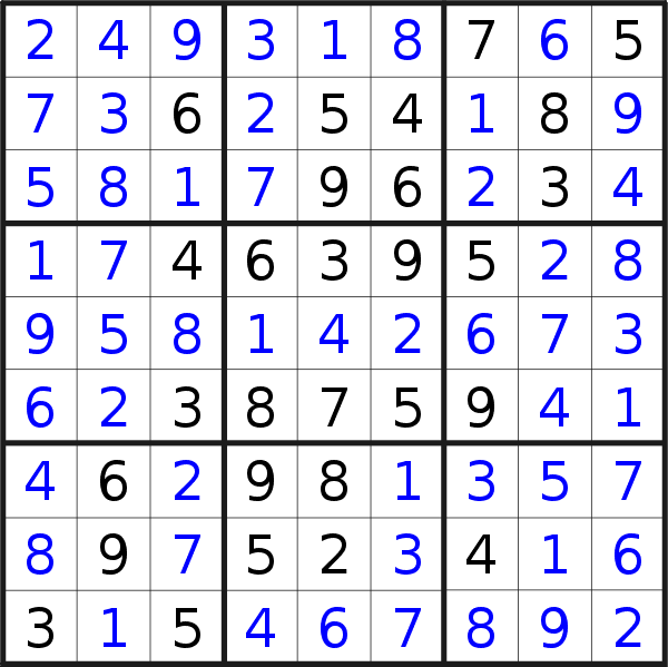 Sudoku solution for puzzle published on Saturday, 3rd of September 2022
