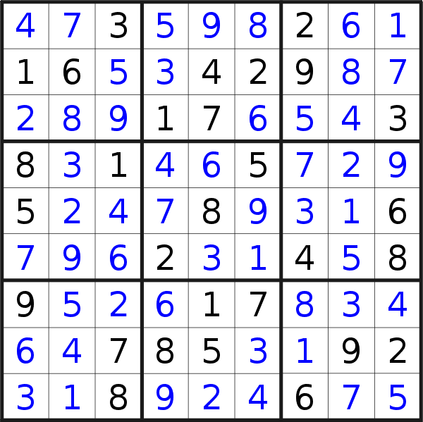Sudoku solution for puzzle published on Tuesday, 6th of September 2022