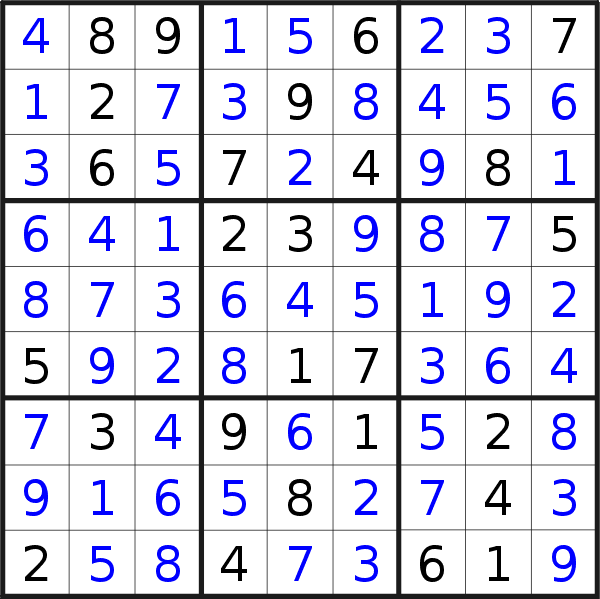 Sudoku solution for puzzle published on Saturday, 10th of September 2022