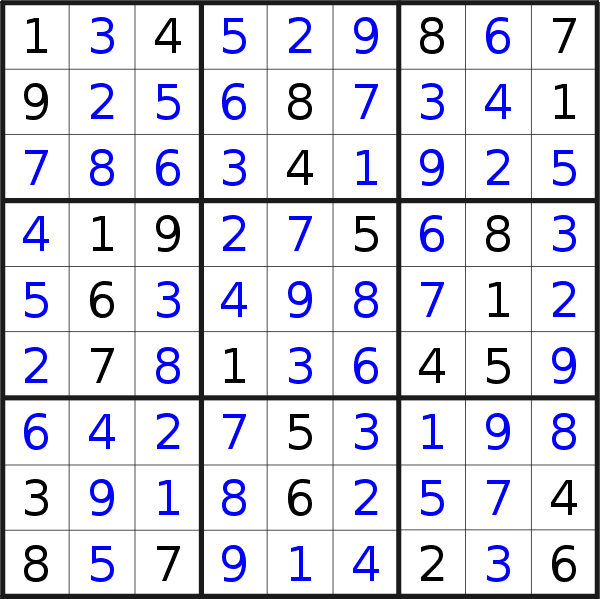 Sudoku solution for puzzle published on Monday, 12th of September 2022