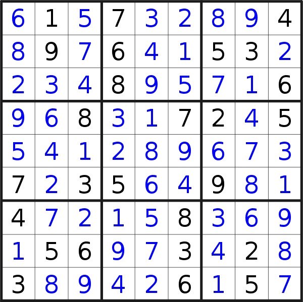 Sudoku solution for puzzle published on Thursday, 15th of September 2022
