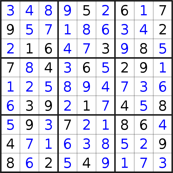Sudoku solution for puzzle published on Saturday, 17th of September 2022
