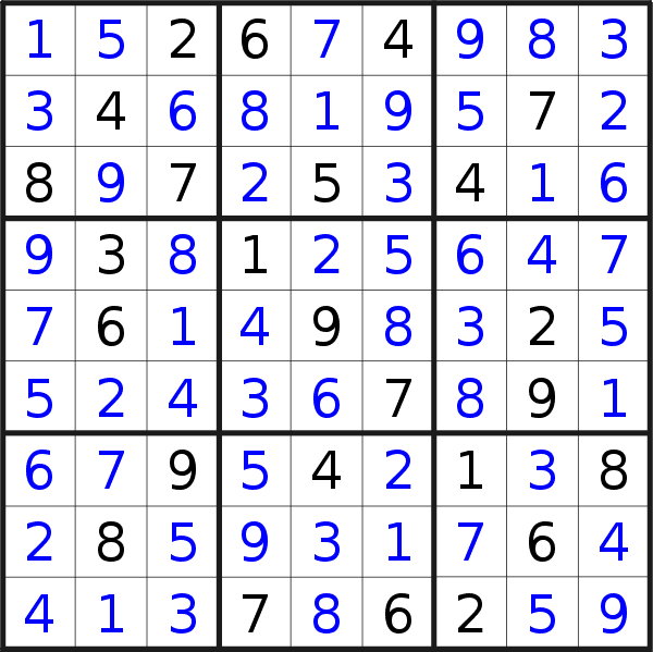 Sudoku solution for puzzle published on Sunday, 18th of September 2022