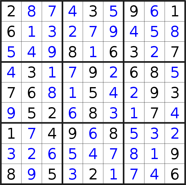 Sudoku solution for puzzle published on Monday, 19th of September 2022