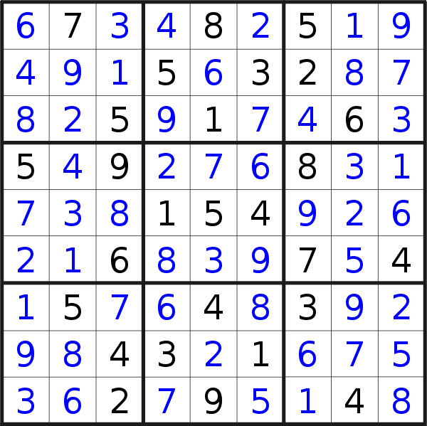 Sudoku solution for puzzle published on Wednesday, 21st of September 2022