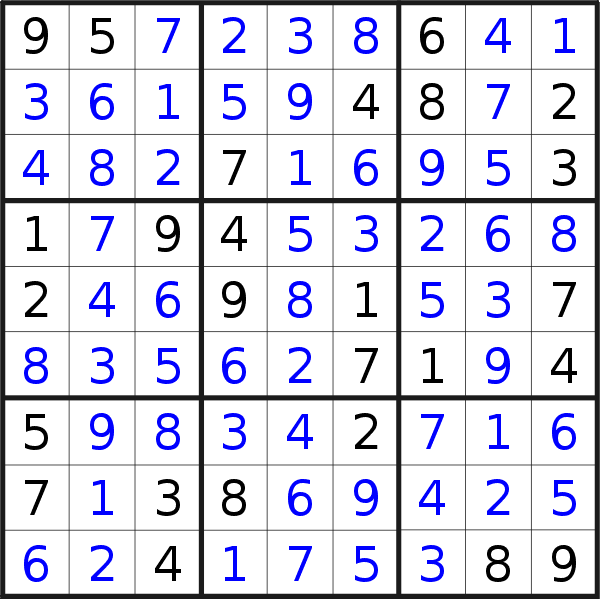 Sudoku solution for puzzle published on Friday, 23rd of September 2022