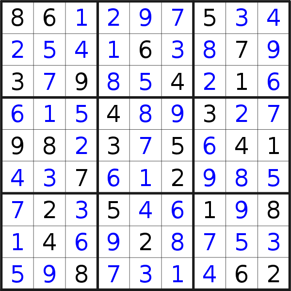Sudoku solution for puzzle published on Sunday, 25th of September 2022