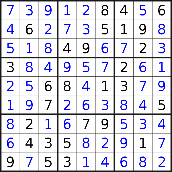 Sudoku solution for puzzle published on Thursday, 29th of September 2022