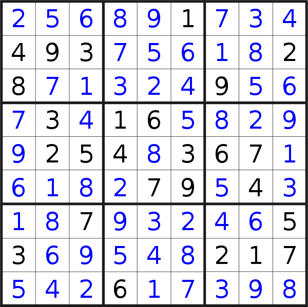 Sudoku solution for puzzle published on Friday, 30th of September 2022