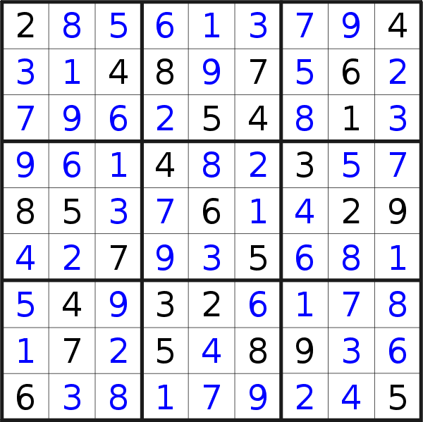 Sudoku solution for puzzle published on Sunday, 2nd of October 2022