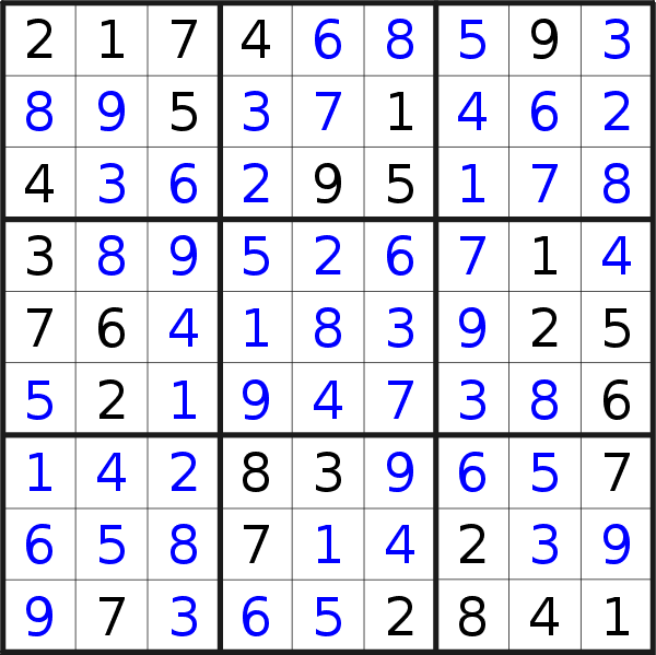 Sudoku solution for puzzle published on Friday, 7th of October 2022