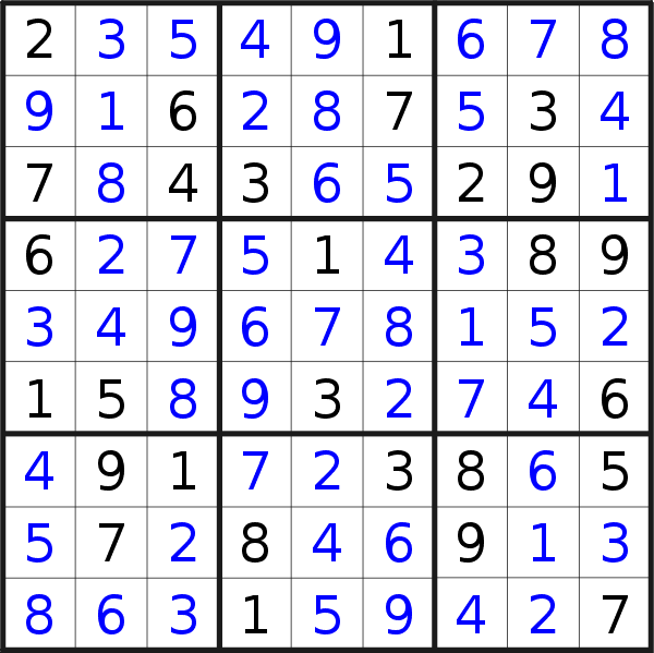 Sudoku solution for puzzle published on Saturday, 8th of October 2022