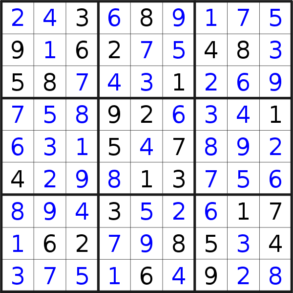 Sudoku solution for puzzle published on Tuesday, 11th of October 2022