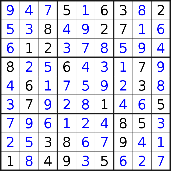 Sudoku solution for puzzle published on Wednesday, 12th of October 2022