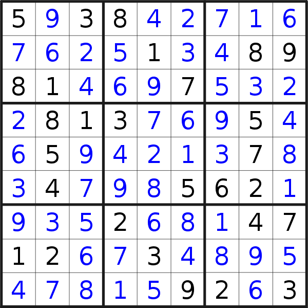 Sudoku solution for puzzle published on Friday, 14th of October 2022