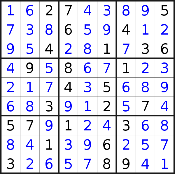 Sudoku solution for puzzle published on Monday, 17th of October 2022