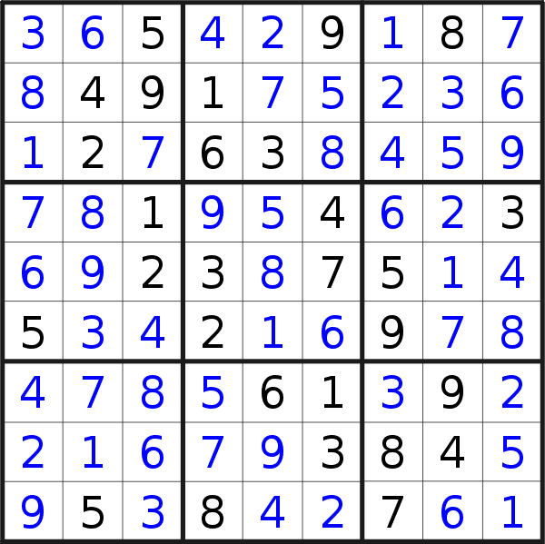 Sudoku solution for puzzle published on Wednesday, 19th of October 2022