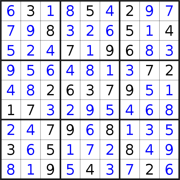 Sudoku solution for puzzle published on Thursday, 20th of October 2022