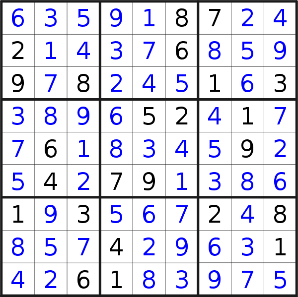 Sudoku solution for puzzle published on Tuesday, 25th of October 2022