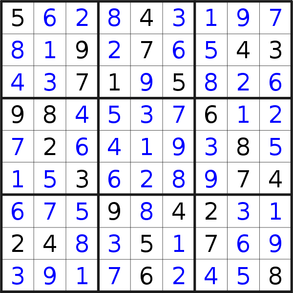 Sudoku solution for puzzle published on Wednesday, 26th of October 2022