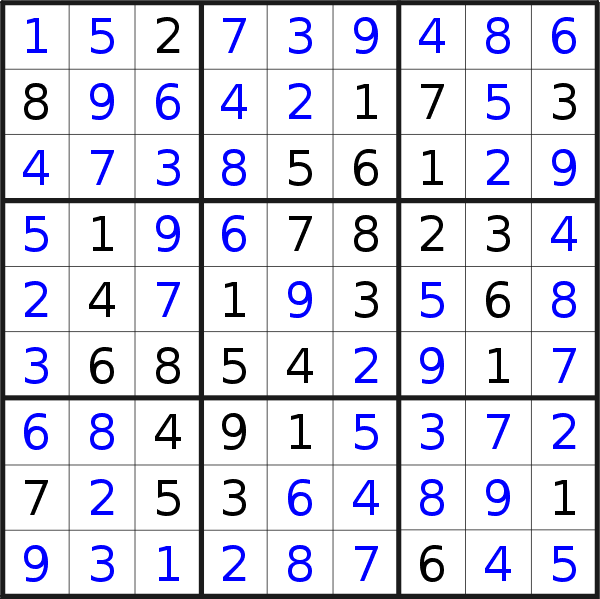 Sudoku solution for puzzle published on Thursday, 27th of October 2022