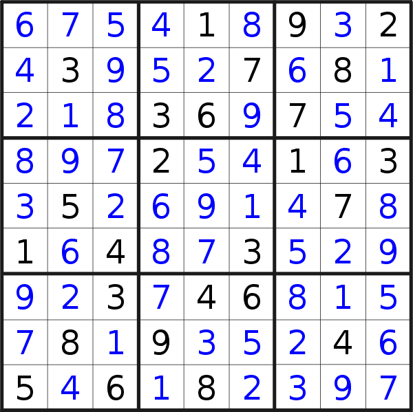 Sudoku solution for puzzle published on Friday, 28th of October 2022