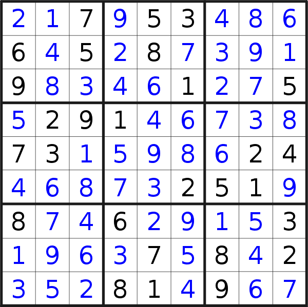 Sudoku solution for puzzle published on Saturday, 29th of October 2022