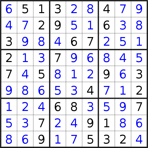 Sudoku solution for puzzle published on Monday, 31st of October 2022