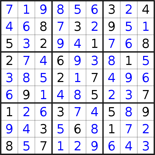 Sudoku solution for puzzle published on Tuesday, 1st of November 2022
