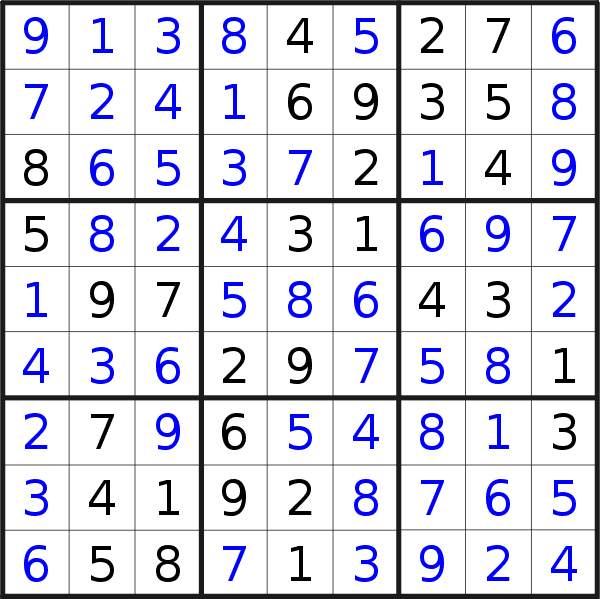 Sudoku solution for puzzle published on Thursday, 3rd of November 2022