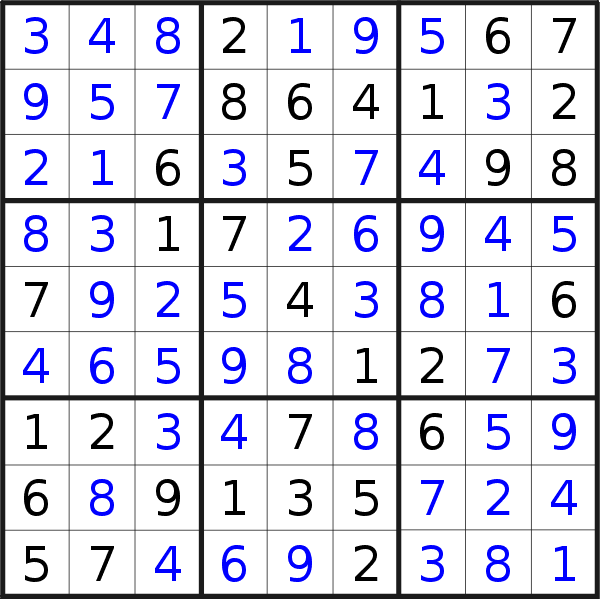 Sudoku solution for puzzle published on Friday, 4th of November 2022