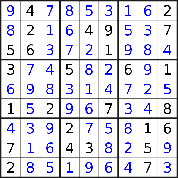 Sudoku solution for puzzle published on Saturday, 5th of November 2022