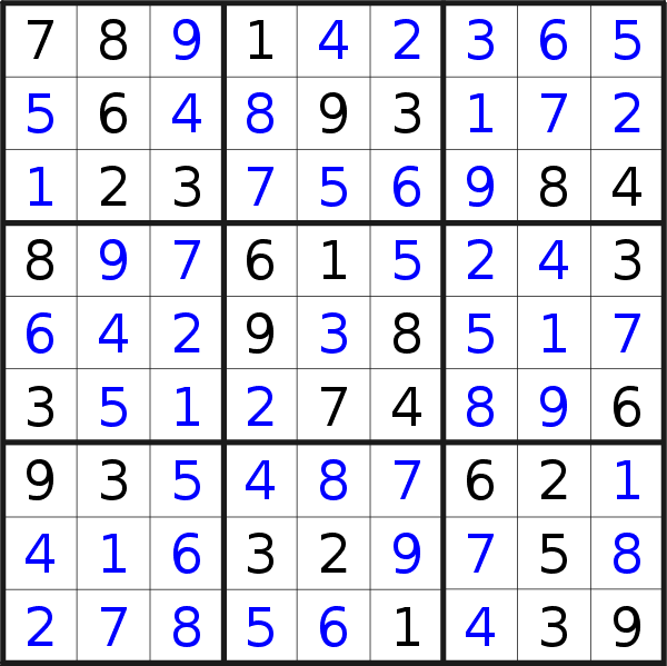Sudoku solution for puzzle published on Monday, 7th of November 2022