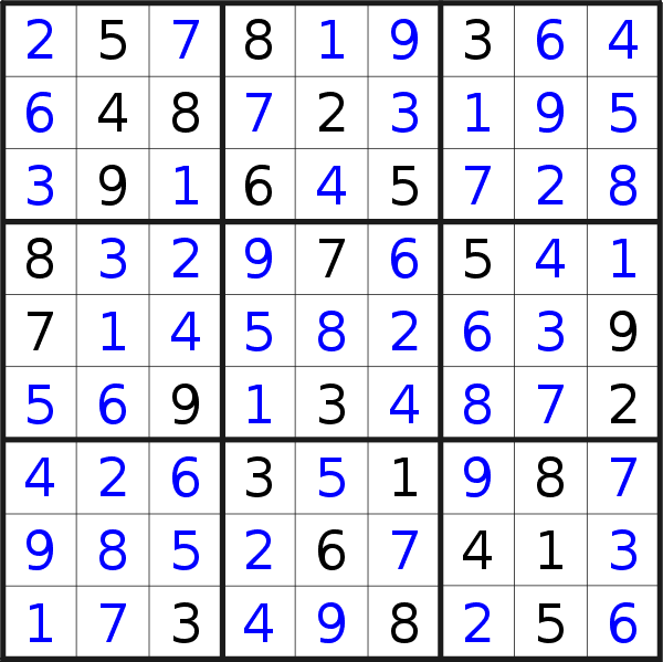 Sudoku solution for puzzle published on Wednesday, 9th of November 2022