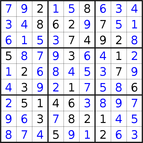 Sudoku solution for puzzle published on Saturday, 12th of November 2022