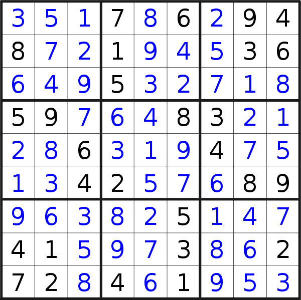 Sudoku solution for puzzle published on Tuesday, 15th of November 2022