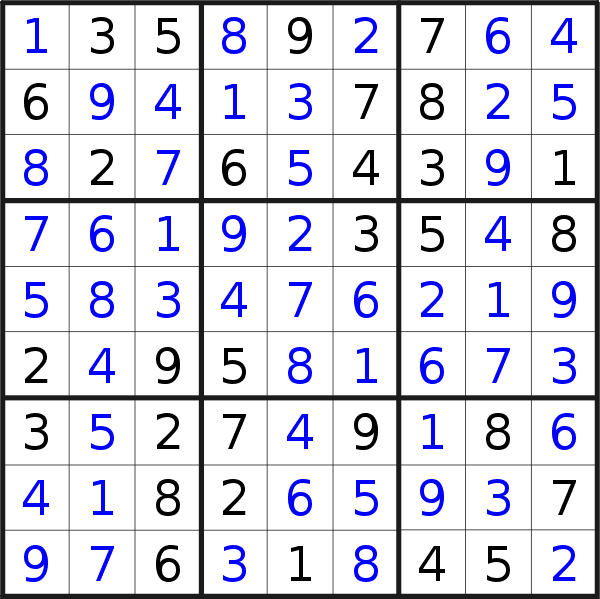 Sudoku solution for puzzle published on Friday, 18th of November 2022