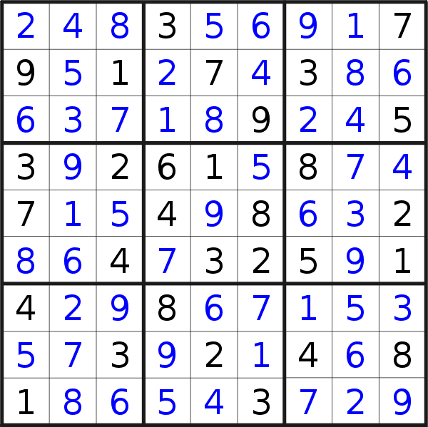 Sudoku solution for puzzle published on Tuesday, 22nd of November 2022