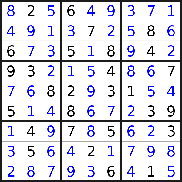Sudoku solution for puzzle published on Thursday, 24th of November 2022